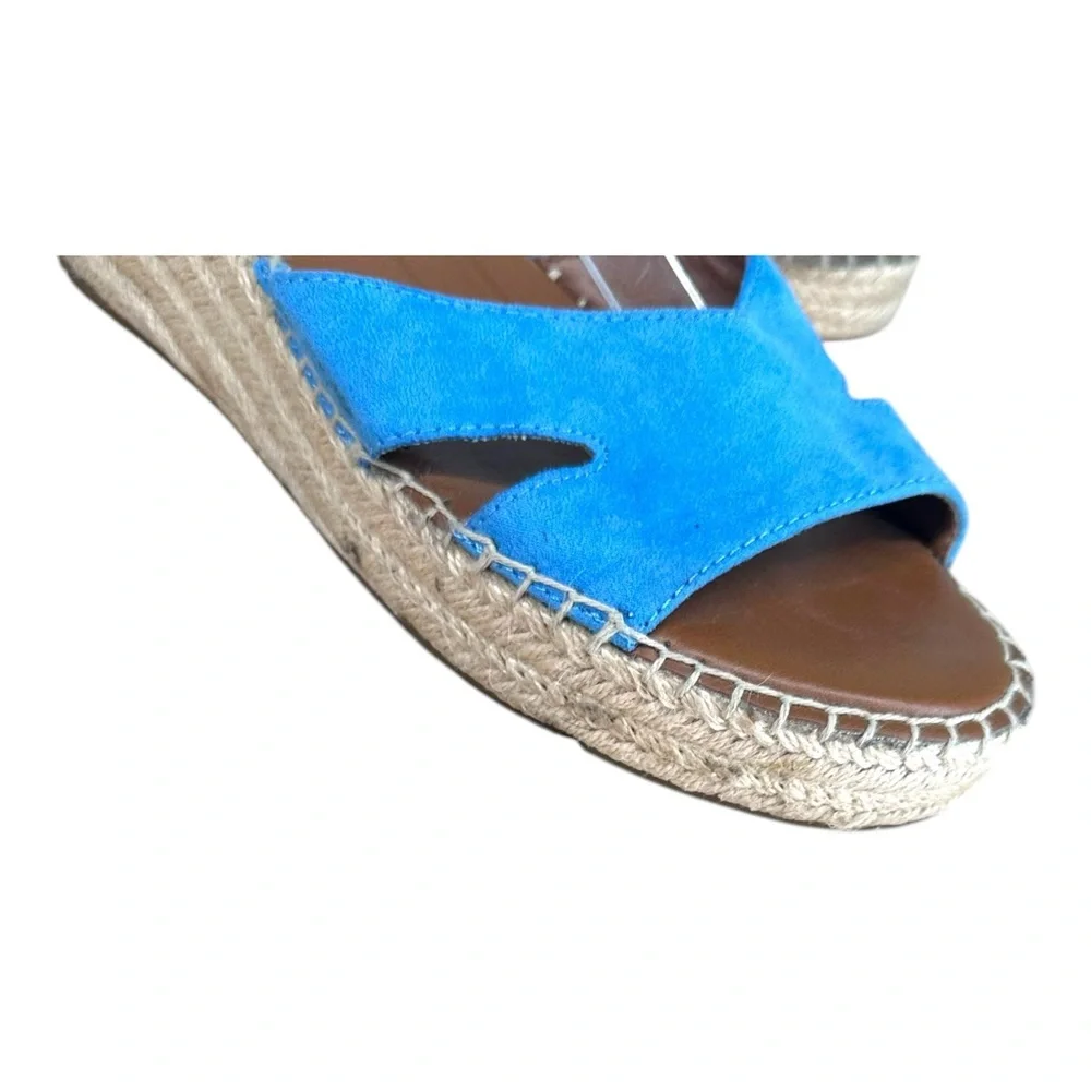Franco Sarto Women’s 9M Penne Blue Strappy Sandals Espadrilles Colorful Heel